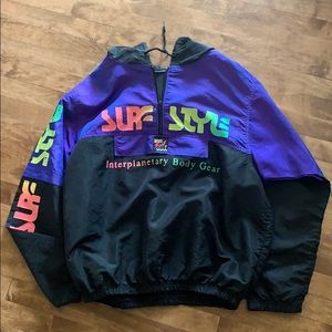 Vintage Surf Style quarter zip windbreaker